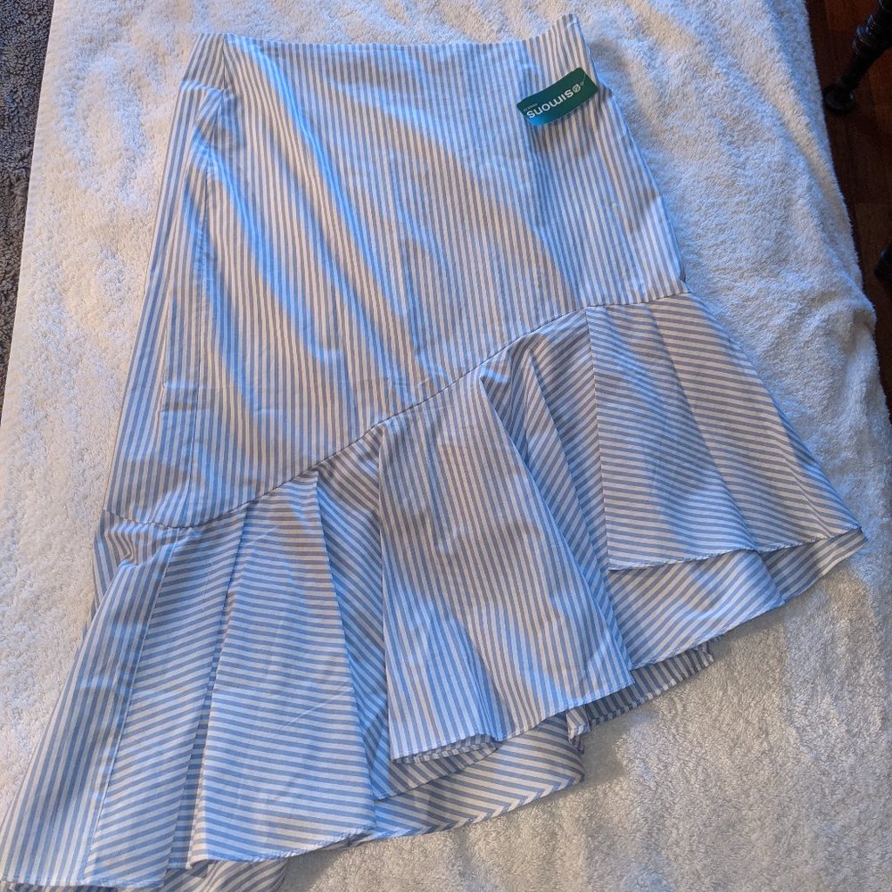 NWT Contemporaine Simons Faux Seersucker Trumpet Skirt Size 2